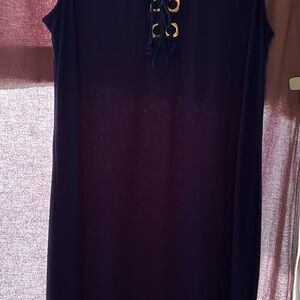 Chic Blue  Dress with Gold Accents